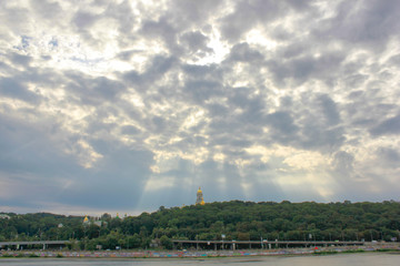 Fototapeta premium View of Kiev Pechersk Lavra and Dnepr river. Kiev, Ukraine.