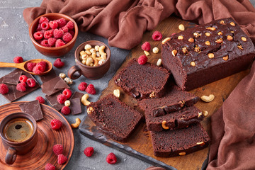 close-up of chocolate buckwheat pound cake