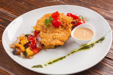 chicken breast with vegetables and gravy