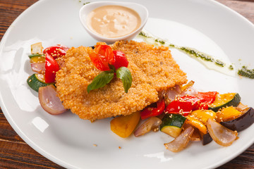 chicken breast with vegetables and gravy