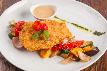 chicken breast with vegetables and gravy