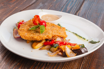 chicken breast with vegetables and gravy