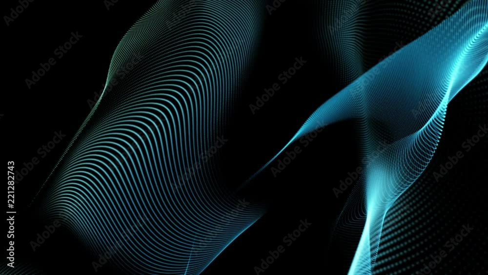 Poster seamless loop: blue elegant dynamic abstract lines in motion. computer, technology, engineering, bus