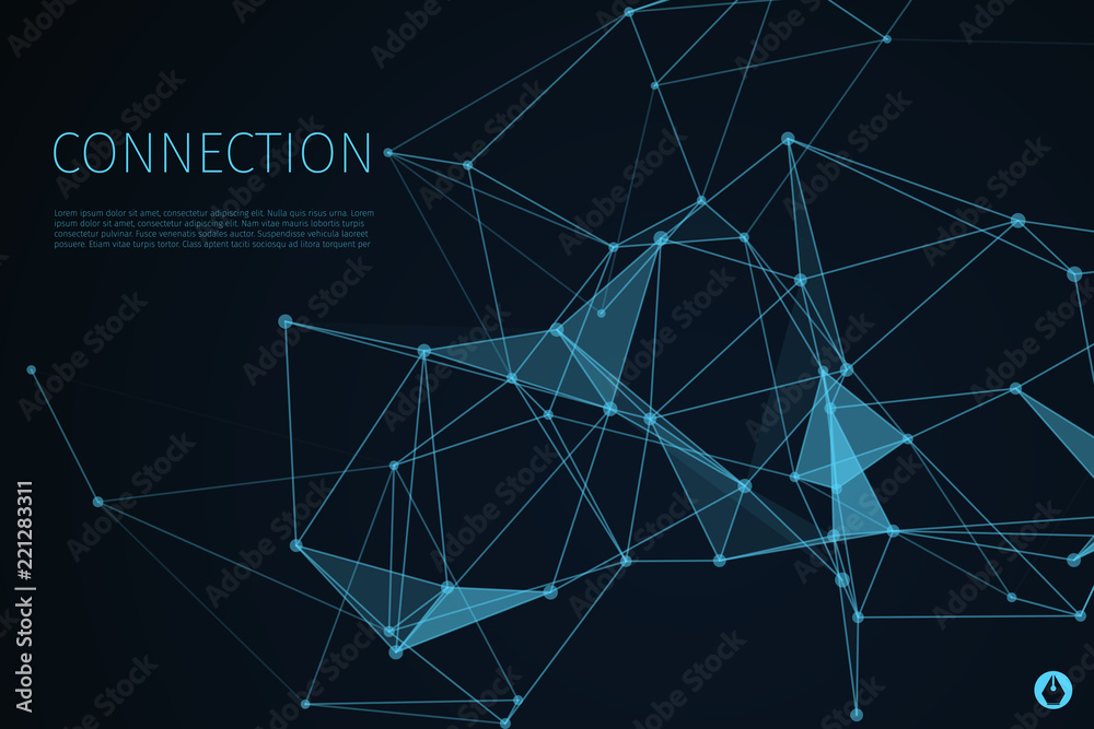 Poster 3d abstract connection background and science color neon background with copy. plexus digital wallpa