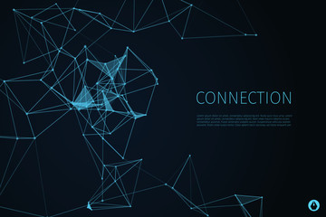 3d abstract connection background and science color neon background with copy. Plexus digital wallpaper. Business presentation concept. Virtual reality and artificial intelligence. Vector illustration
