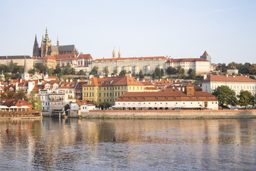 Naklejka na ściany i meble Prague summer colorful cityscape. Czech republic in summer