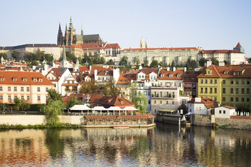Prague summer colorful cityscape. Czech republic in summer