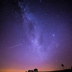 Shooting Stars Crossing in Milky Way and Starry Sky before Dawn - Square Version
