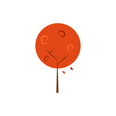Abstract Round Orange Autumn Tree Vector Art Illustration Design