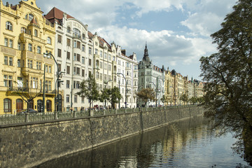 Prague summer colorful cityscape. Czech republic in summer