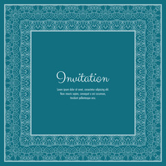 Abstract ornamental lace frame for greeting card or invitation. Vector Illustration