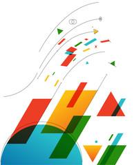 Abstract colourful geometry background made from basic shapes.