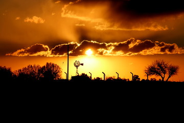 atardecer, cielo, sol, nube, anaranjada, paisaje, árbol, naturaleza,  árbol, silueta, anochecer, nube, hermoso, rojo, noche, impresiones, azul, atardecer, amarilla, alba, horizonte, molino, caldén, pa