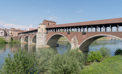 Ponte Coperto bridge, Pavia, Lombardy, Italy