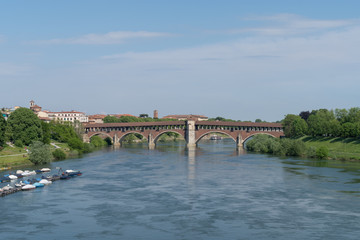 Ponte Coperto bridge, Pavia, Lombardy, Italy