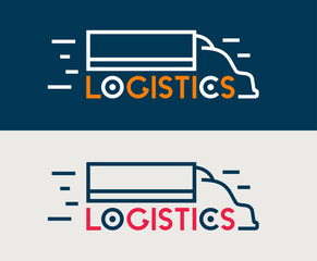 Logistics icon. Company business logo. Truck delivery symbol. Logistics transportation service. International cargo company logo. Vector icon