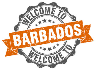 Obraz premium Barbados round ribbon seal