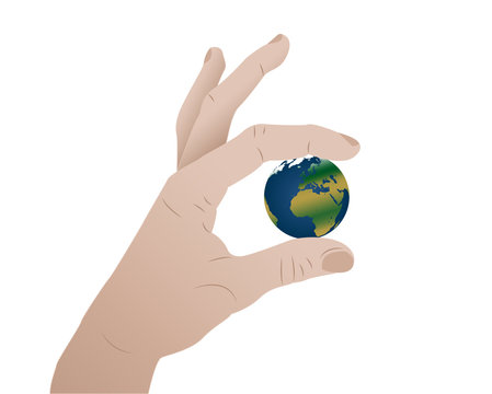 Planet earth in hand vector illustration 