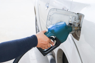 Gas station. Fuel pump.Colorful petrol pump filling nozzles.