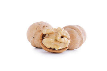 beautiful walnuts isolated on white background