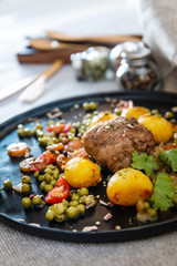 paupiette of veal rolls with Vegetable Planter