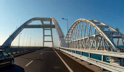 Fototapeta na wymiar Krymsky Bridge automobile and railway
