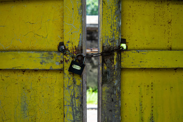 Lock on chain on the door