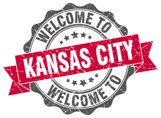 Fototapeta premium Kansas City round ribbon seal
