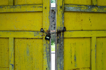 Lock on chain on the door