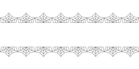 Vector elegant double black spiderweb lace border with copy space for text on white background