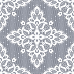 White floral lace seamless pattern. Vector Illustration