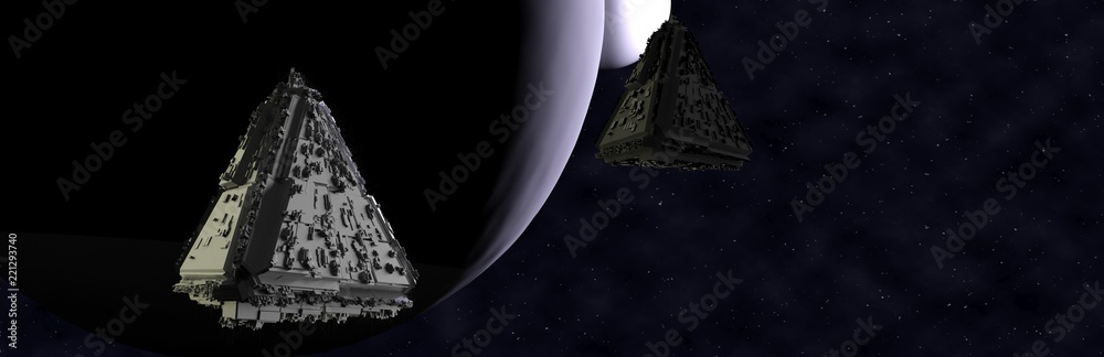 Wall mural spaceship 3d render.