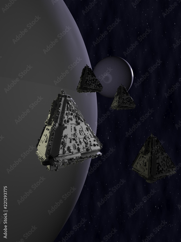 Wall mural spaceship 3d render.
