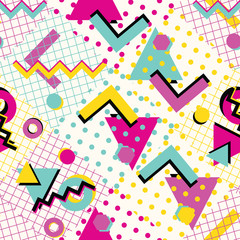 Colorful abstract 80s style seamless pattern
