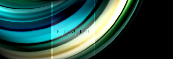 Fluid colors abstract background colorful poster, twisted liquid design on black, colorful marble or plastic wave texture backdrop, multicolored template for business or technology presentation or web