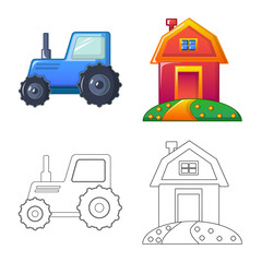 Fototapeta premium Vector design of farm and agriculture symbol. Set of farm and plant stock symbol for web.