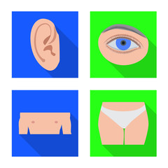 Vector design of human and part symbol. Collection of human and woman vector icon for stock.