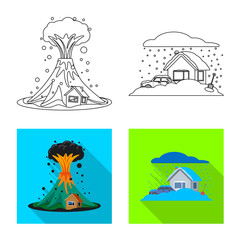 Isolated object of natural and disaster icon. Collection of natural and risk stock symbol for web.