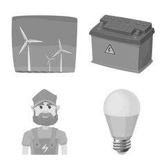 Vector design of electricity and electric icon. Collection of electricity and energy stock vector illustration.