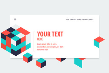Minimal creative isometric web banner 