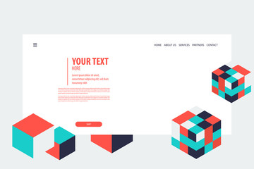 Minimal creative isometric web banner 