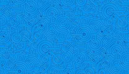 Seamless Vector Mechanical Pattern Texture. Isolated. Steampunk. Blue