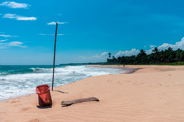 Sri Lanka beach with waves and cloud