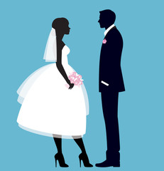 The bride and groom in full length vector illustration