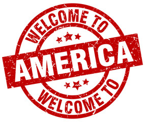 welcome to America red stamp