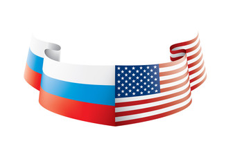 Russia and USA national flags. Vector illustration.