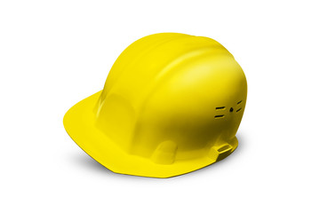 Fototapeta premium Green Plastic safety helmet isolated on white background