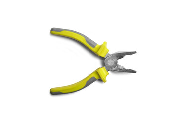 Obraz premium Pliers yellow and gray color isolated on white