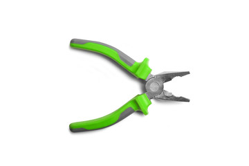 Pliers green and gray color isolated on white