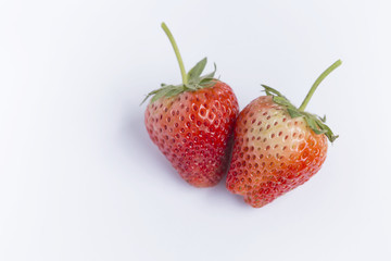 Closeup fresh red strawberry isolate on white background, healthy fruit